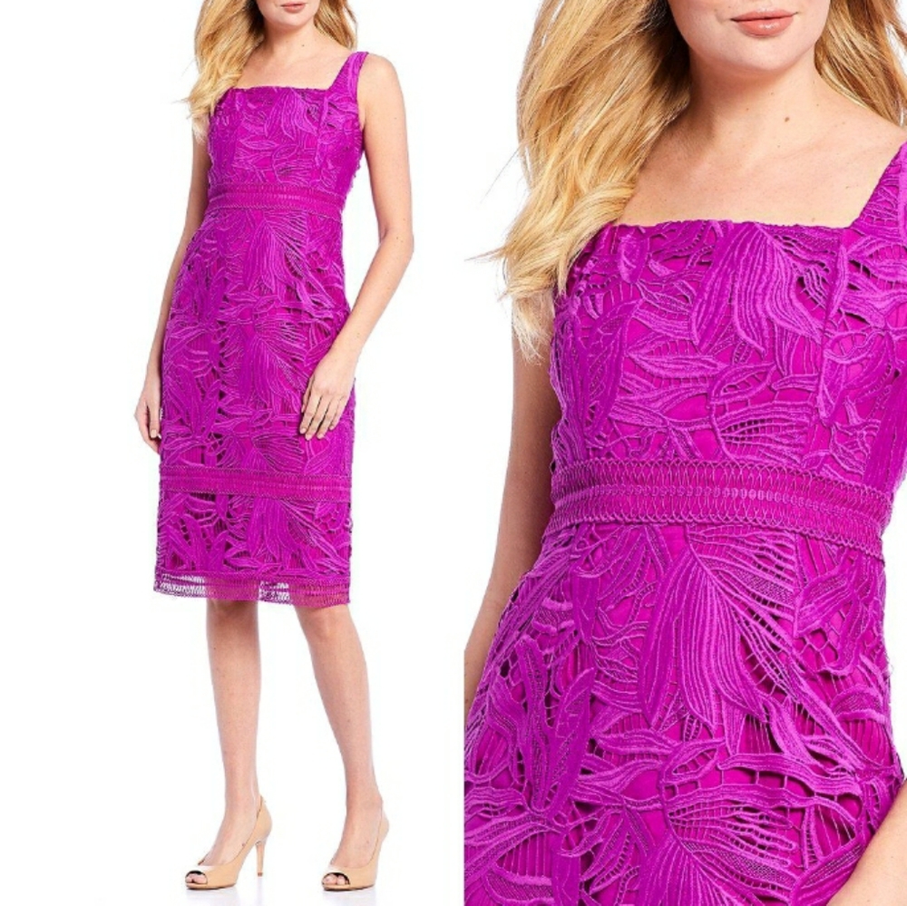 Antonio Melani Lizzie Lace Square Neck Midi Sheath